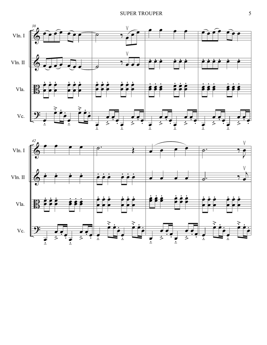 Super Trouper by ABBA String Quartet - Digital Sheet Music page 5