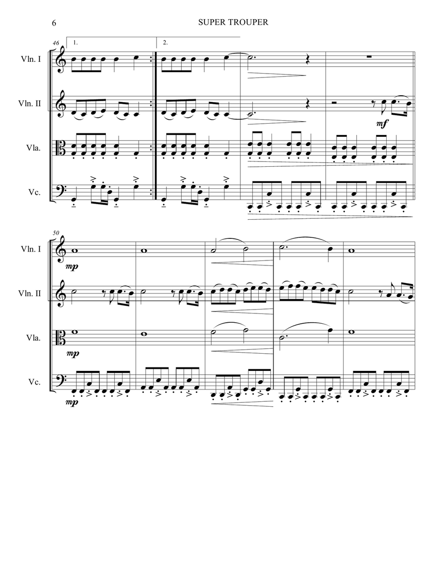 Super Trouper by ABBA String Quartet - Digital Sheet Music page 6
