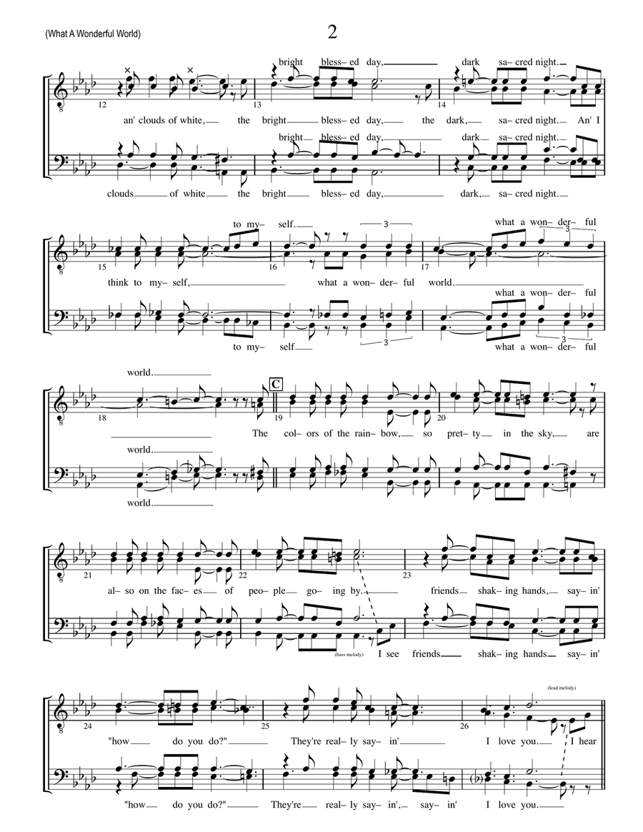 What A Wonderful World by Louis Armstrong TTBB - Digital Sheet Music page 2