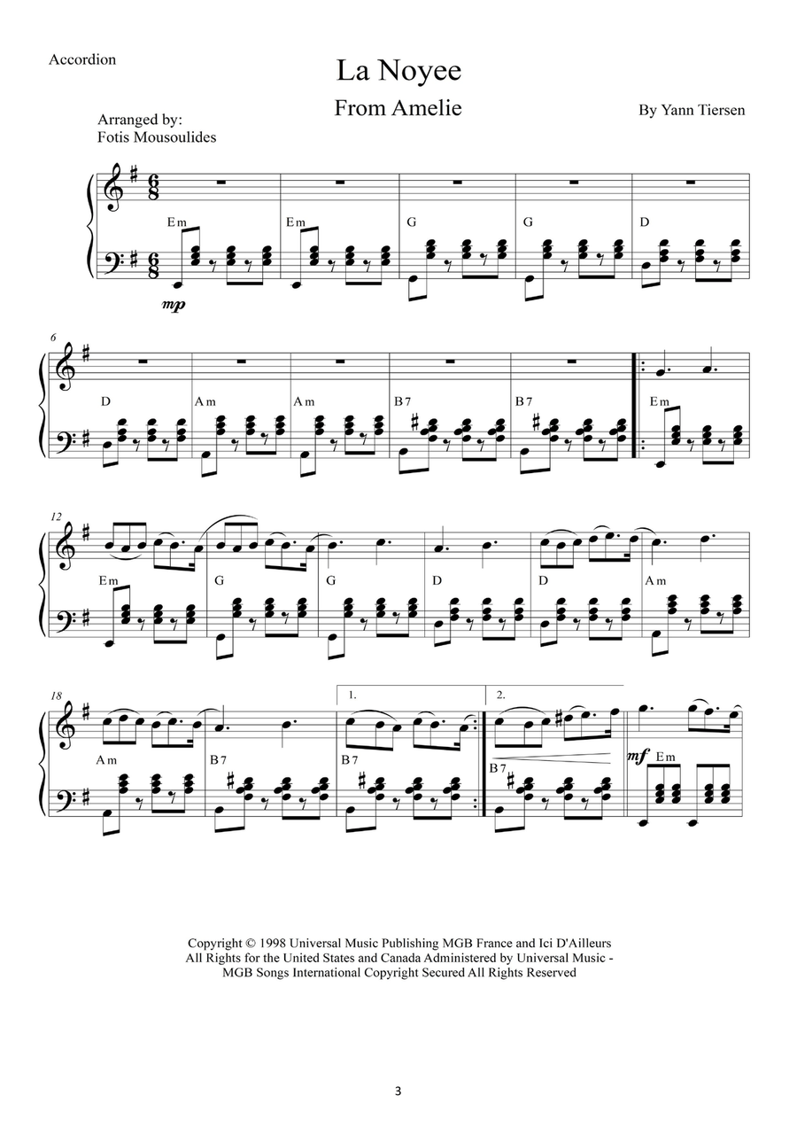 La Noyee by Yann Tiersen B-Flat Clarinet - Digital Sheet Music page 3