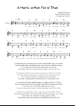 A Man's a Man For a' That - Voice Lead Sheet in D Easy with Chords and Lyrics