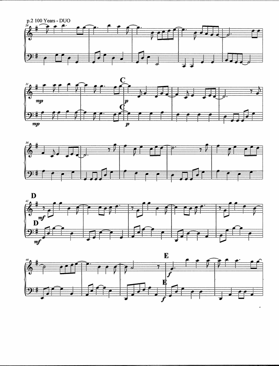 100 Years by Five for Fighting String Duet - Digital Sheet Music page 4