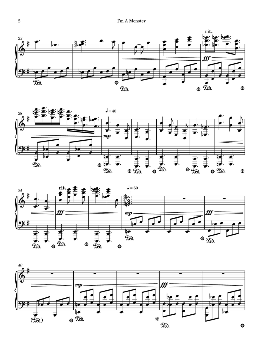 I'm A Monster Piano Solo - Digital Sheet Music page 2