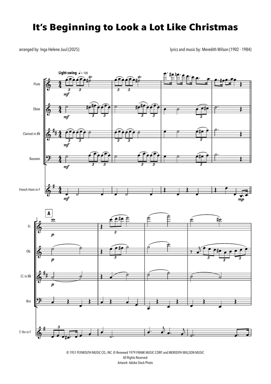 It's Beginning To Look A Lot Like Christmas by Meredith Willson Woodwind Quintet - Digital Sheet Music page 3