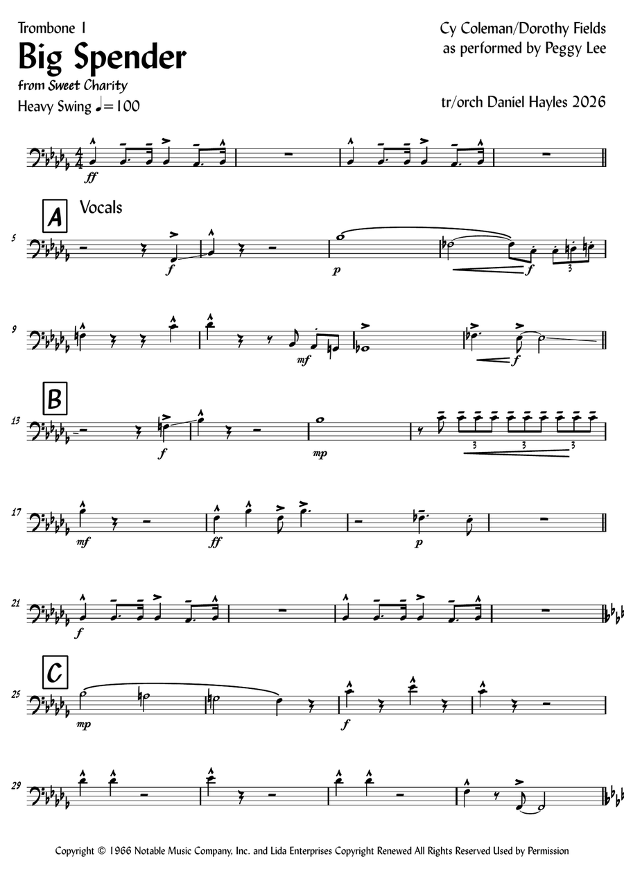 Big Spender by Peggy Lee Jazz Ensemble - Digital Sheet Music page 3