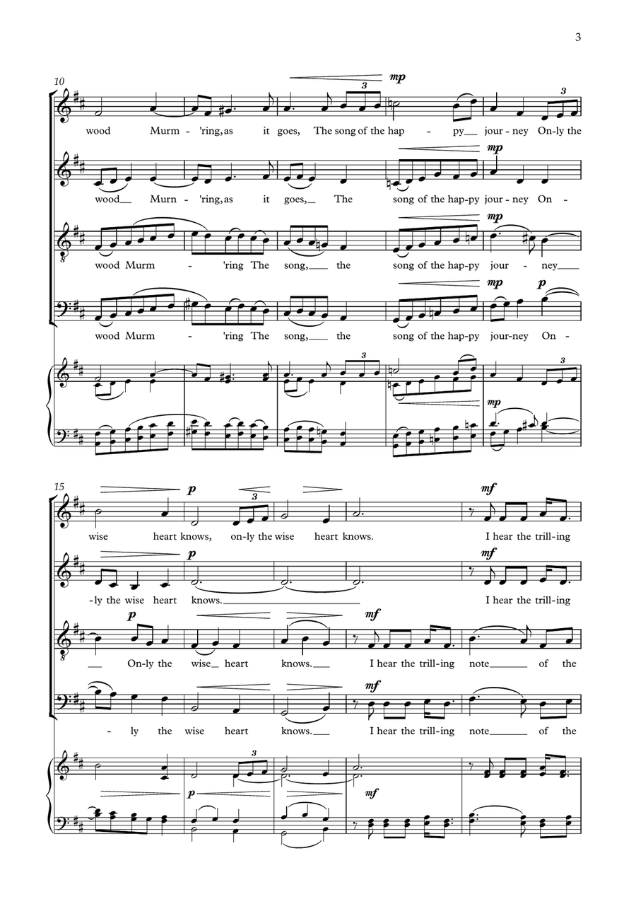 Spring Night - choral song for SATB unaccompanied by Alan Bullard 4-Part - Digital Sheet Music page 3