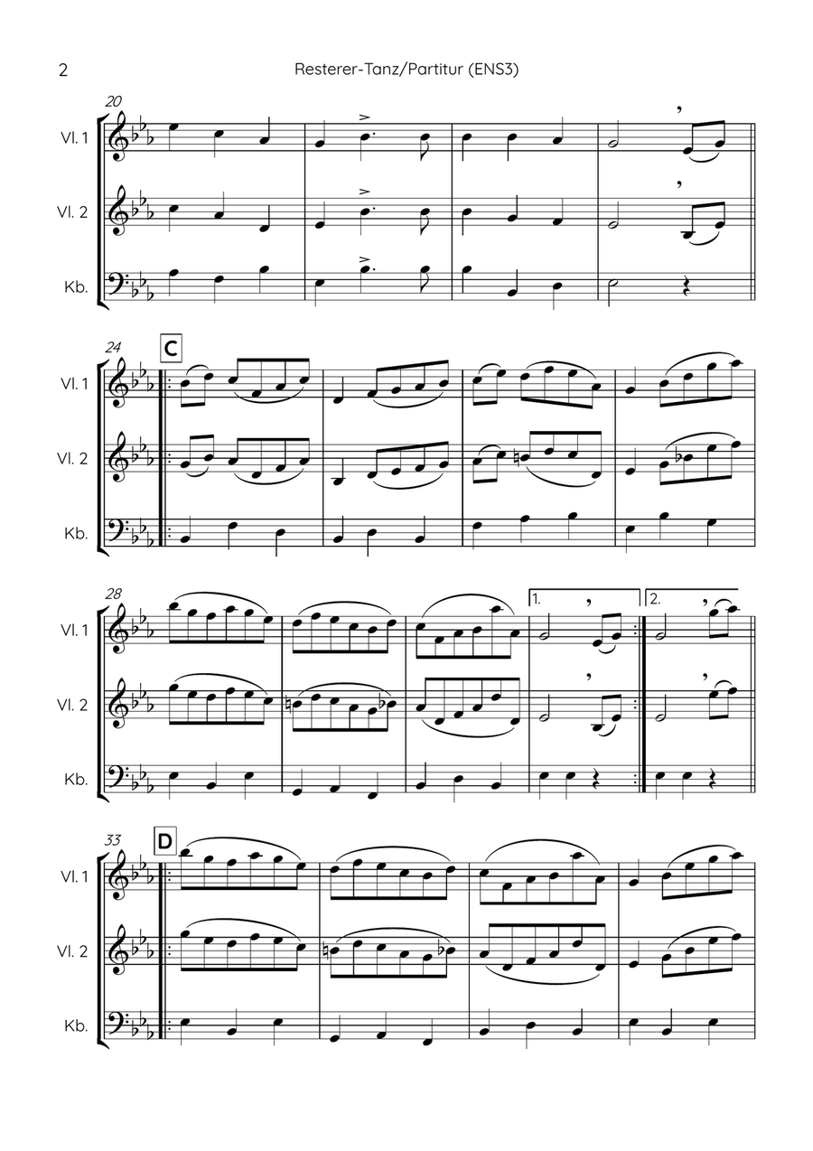 Resterer-Tanz für 2 Violinen und Kontrabass (ENS3) Small Ensemble - Digital Sheet Music page 4