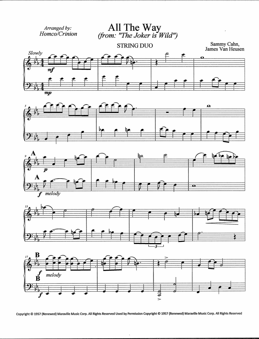 All The Way by Frank Sinatra String Duet - Digital Sheet Music page 3