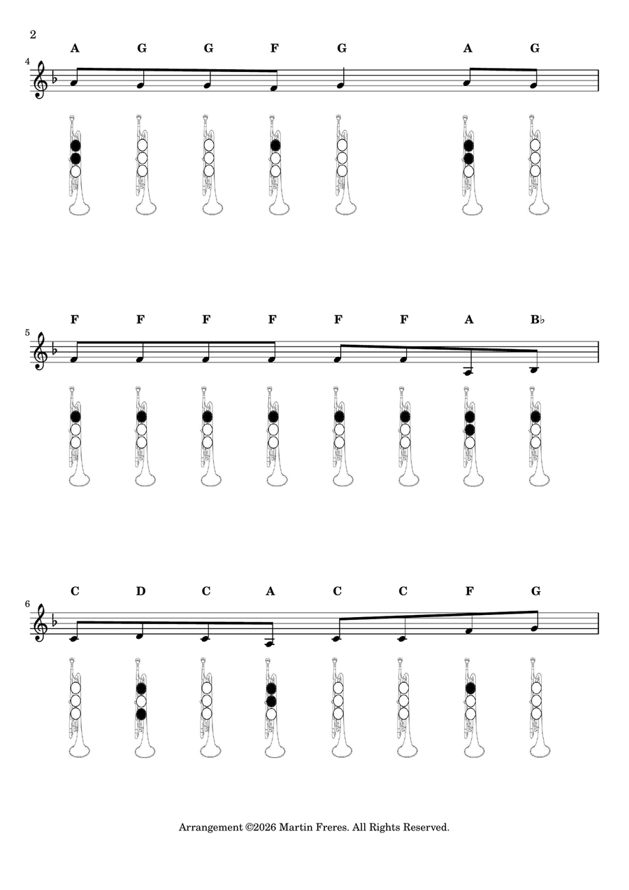 Do Your Ears Hang Low + Beginner Trumpet Fingering Chart (F#3 - C6) by Traditional B-Flat Trumpet - Digital Sheet Music page 3
