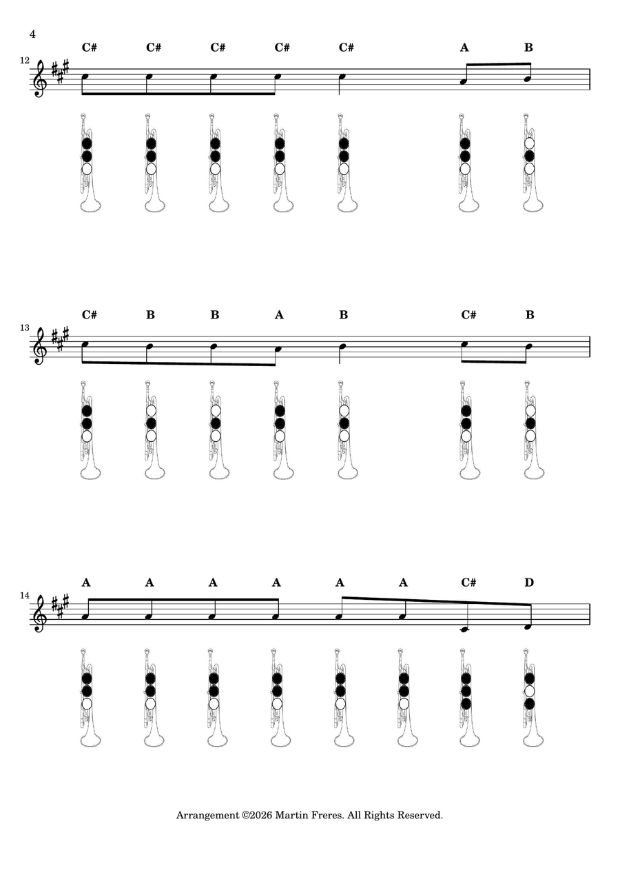 Do Your Ears Hang Low + Beginner Trumpet Fingering Chart (F#3 - C6) by Traditional B-Flat Trumpet - Digital Sheet Music page 5