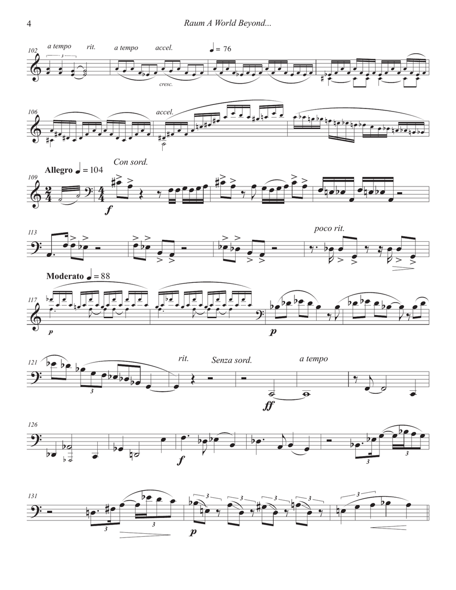 A World Beyond for Tenor/Bass Trombone and Piano by Elizabeth Raum Bass Trombone - Digital Sheet Music page 4