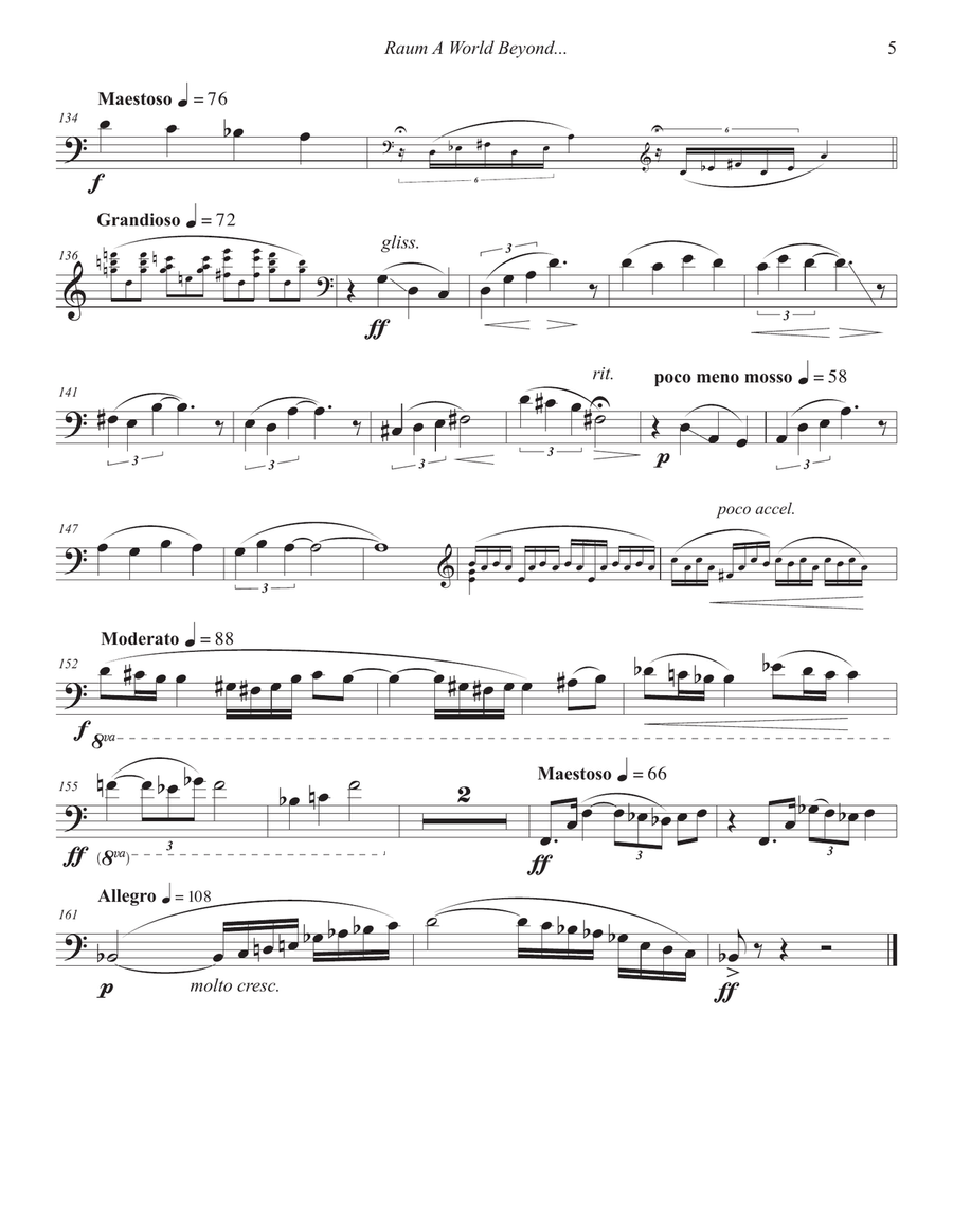 A World Beyond for Tenor/Bass Trombone and Piano by Elizabeth Raum Bass Trombone - Digital Sheet Music page 5