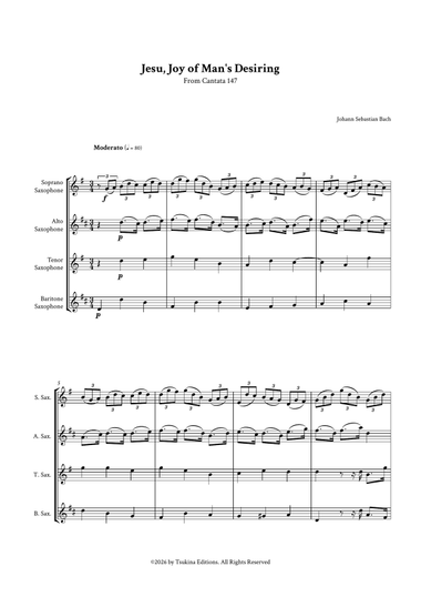 Jesu, Joy of Man's Desiring by Bach for Saxophone Quartet (Soprano, Alto, Tenor and Baritone))