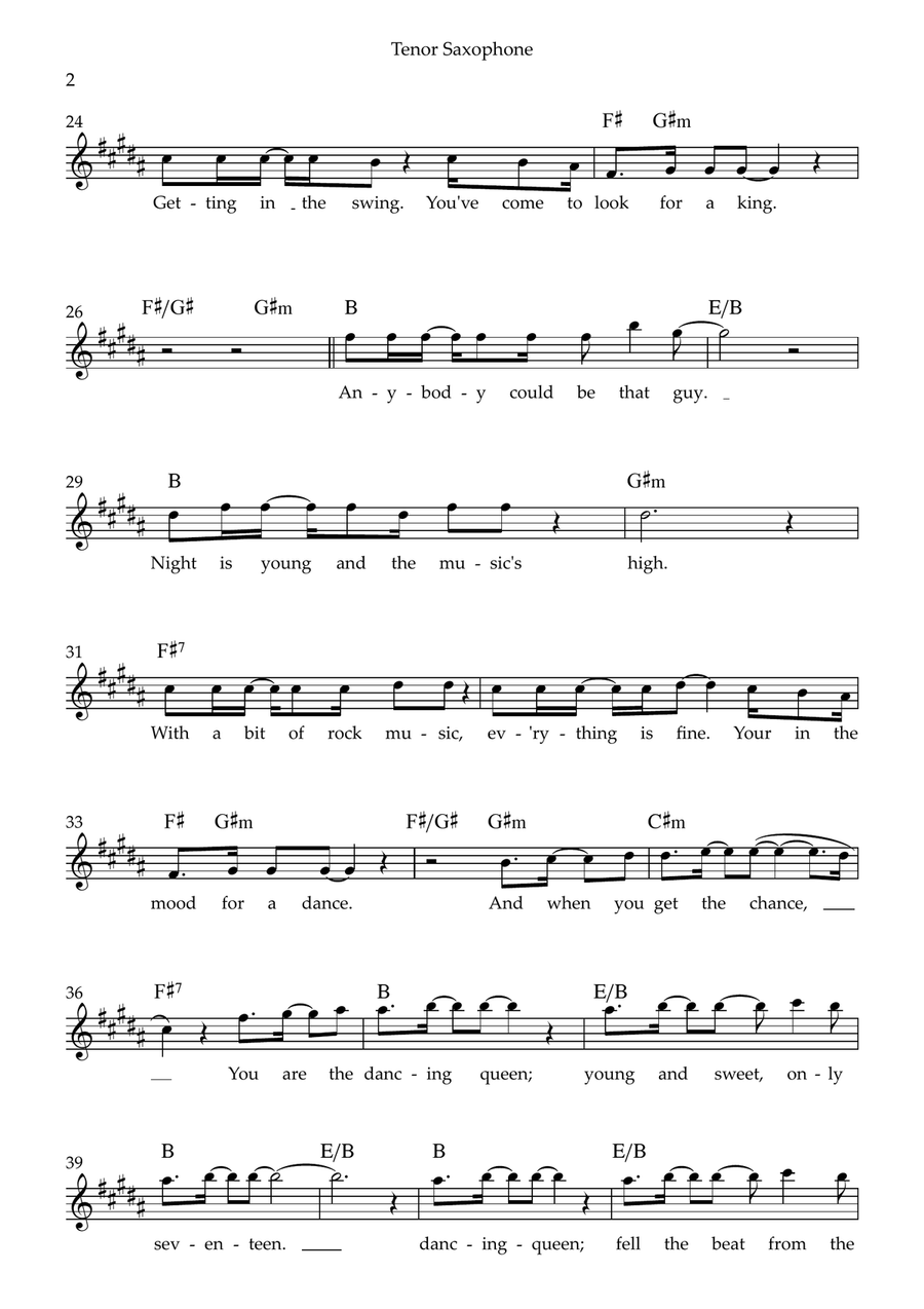 Dancing Queen by ABBA Tenor Saxophone - Digital Sheet Music page 2