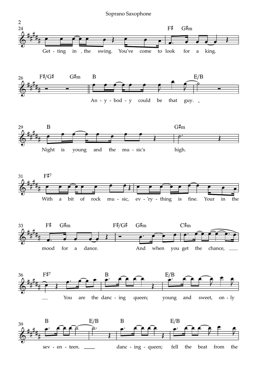 Dancing Queen by ABBA Soprano Saxophone - Digital Sheet Music page 2