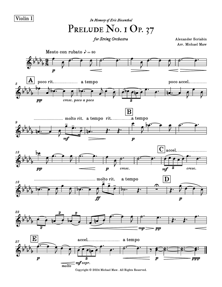 Scriabin - Prelude No. 1 Op. 37 for String Orchestra by Alexander Scriabin Chamber Music - Digital Sheet Music page 5