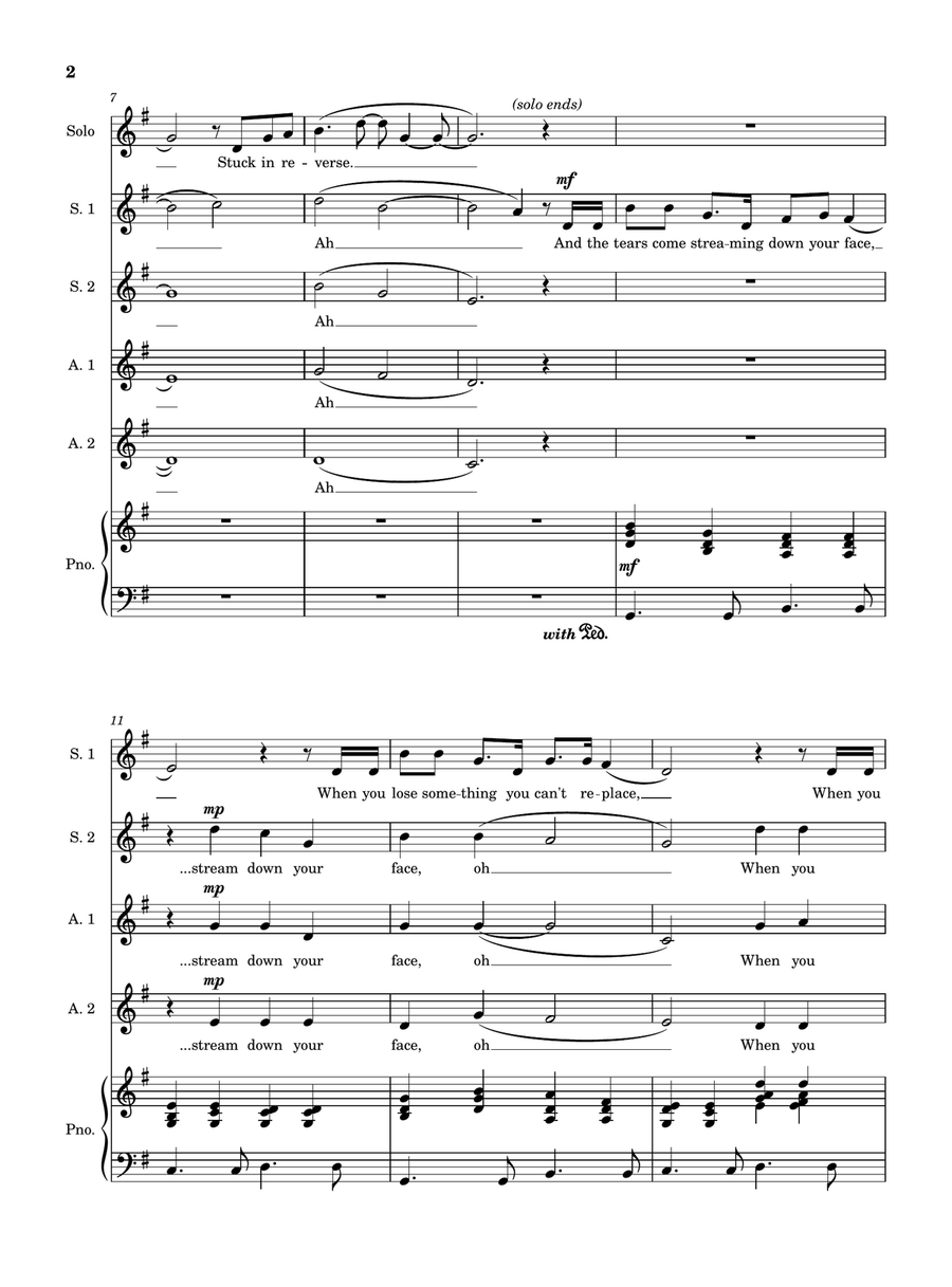 Fix You by Coldplay SSAA - Digital Sheet Music page 2