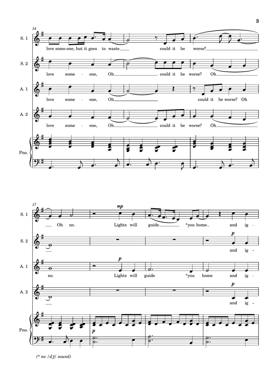 Fix You by Coldplay SSAA - Digital Sheet Music page 3