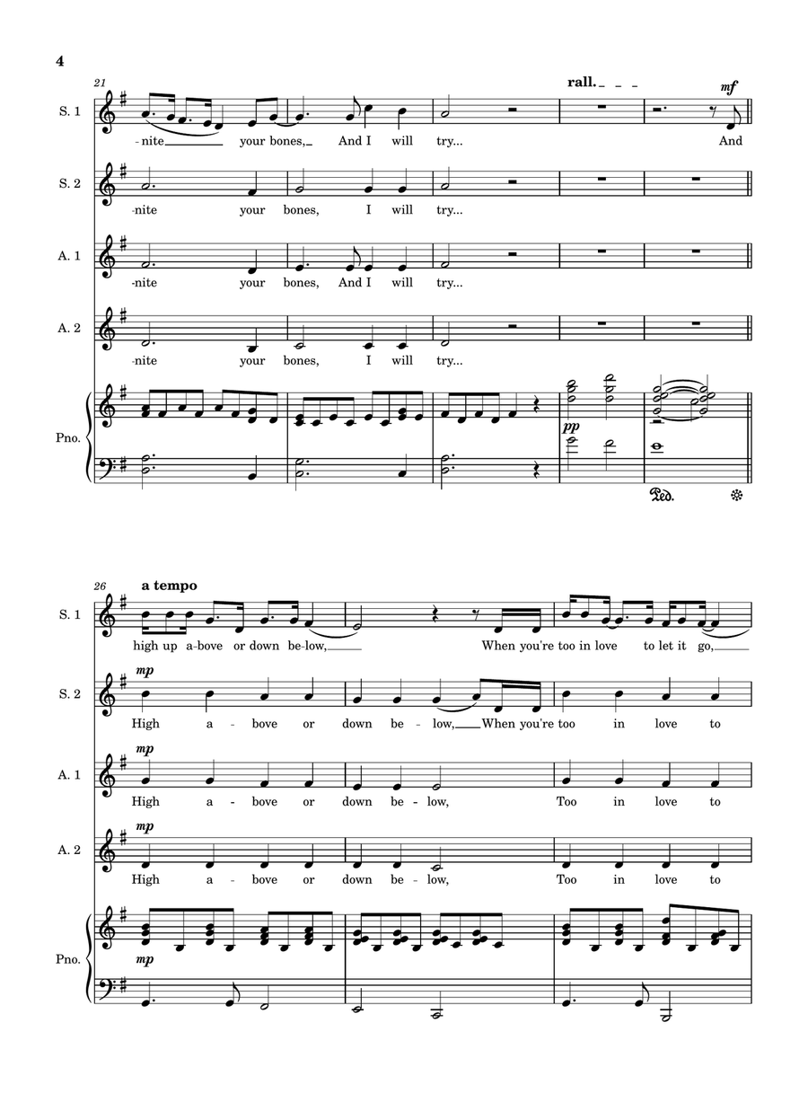 Fix You by Coldplay SSAA - Digital Sheet Music page 4