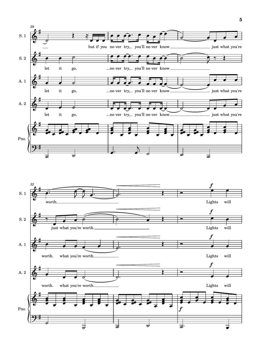 Fix You by Coldplay SSAA - Digital Sheet Music page 5
