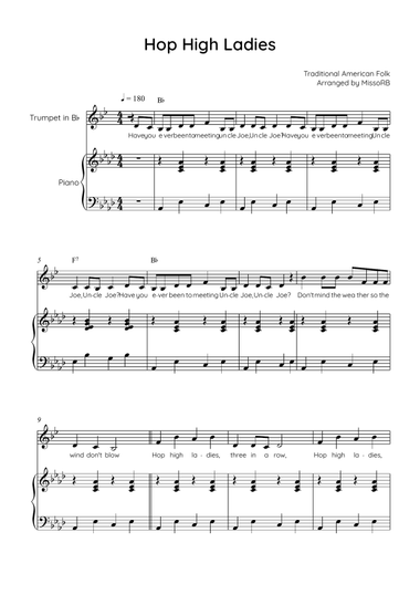 Hop High Ladies - Trumpet with Piano in Ab Easy with Chords and Lyrics