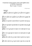 9 exercises using quarter notes and eighth notes in 4/4 For Concertina