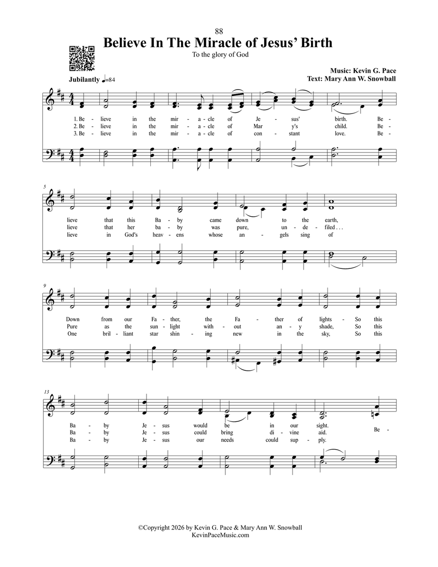 Believe in the Miracle of Jesus' Birth, a sacred Christmas hymn 4-Part - Digital Sheet Music page 2