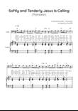 Softly and Tenderly Jesus Is Calling (Thompson) - Cello with Piano in G Easy with Chords and Lyrics