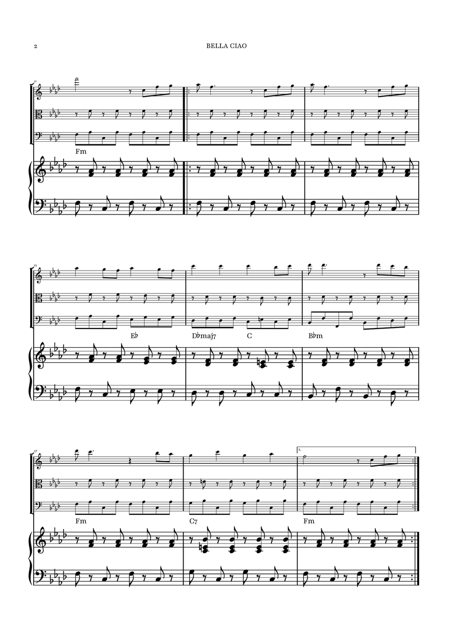 Bella Ciao Piano Quartet - Digital Sheet Music page 2