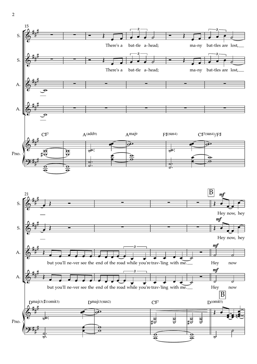 Don't Dream It's Over by Crowded House SSAA - Digital Sheet Music page 2