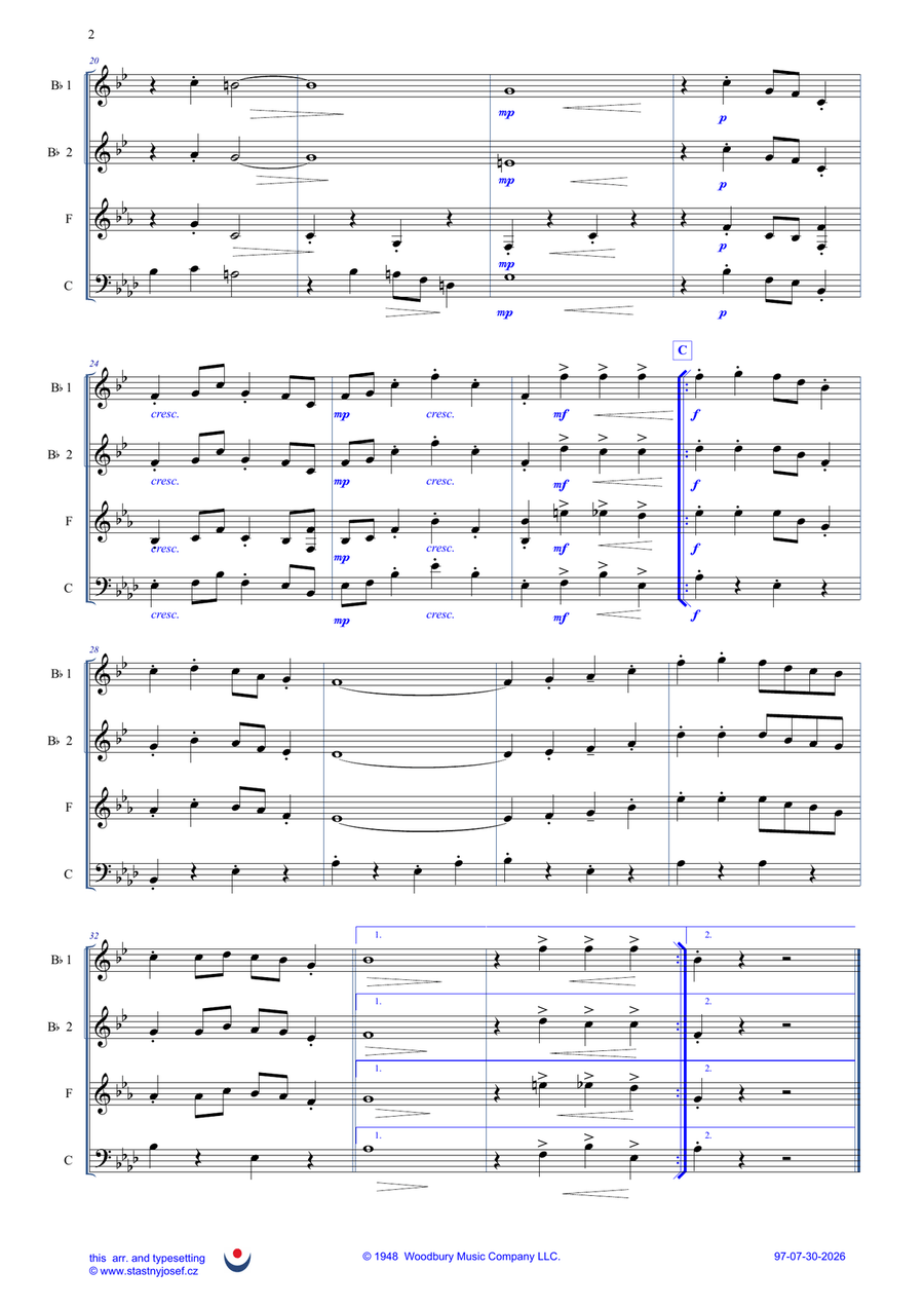 Sleigh Ride by Various Brass Quartet - Digital Sheet Music page 2