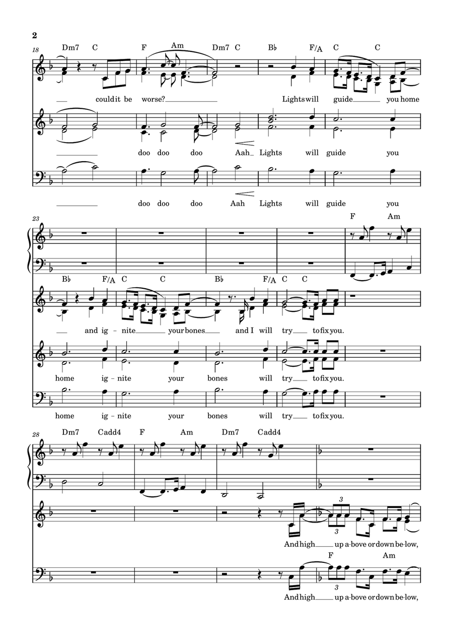 Fix You by Coldplay Piano, Vocal - Digital Sheet Music page 2