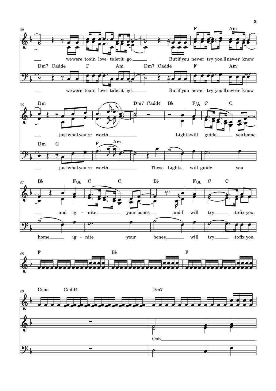 Fix You by Coldplay Piano, Vocal - Digital Sheet Music page 3