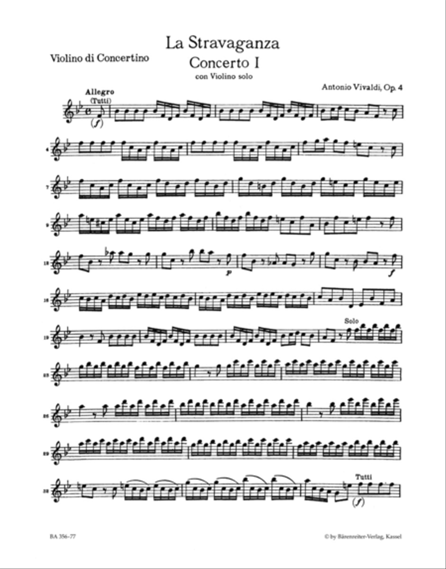 La Stravaganza, No. 1 B flat major, Op. 4/1 Fa I, 180 Violin Solo scores gallery preview page 2