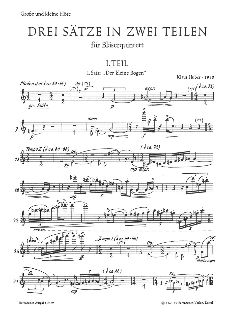 Drei Sätze in zwei Teilen (1958/1959) Woodwind Quintet scores gallery preview page 2
