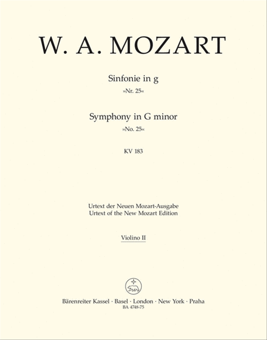 Symphony, No. 25 g minor, KV 183 Violin scores gallery preview page 1