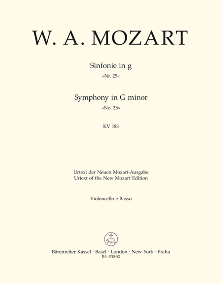 Symphony, No. 25 g minor, KV 183 Double Bass scores gallery preview page 1