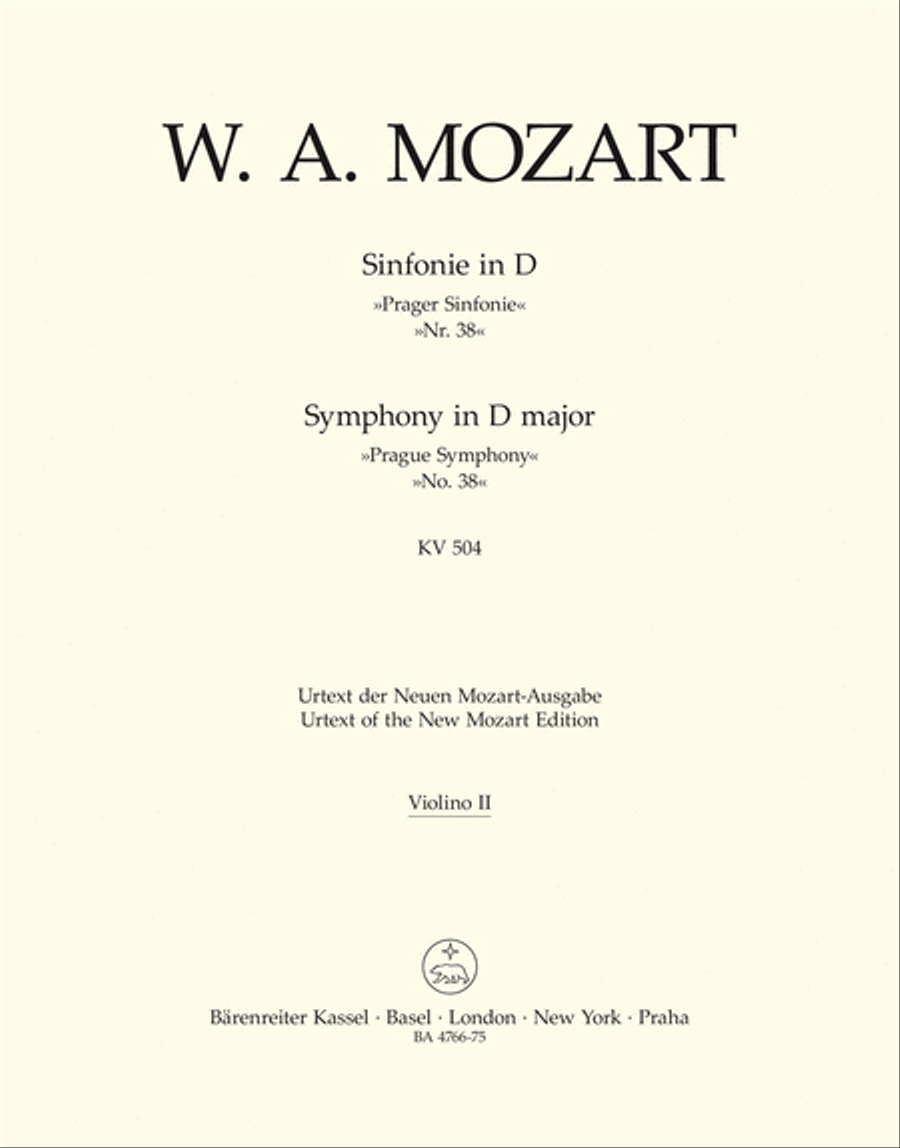 Symphony, No. 38 D major, KV 504 'Prague Symphony' Violin scores gallery preview page 1