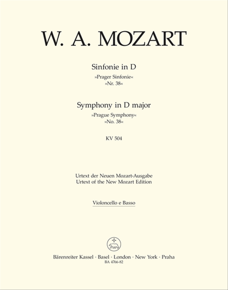 Symphony, No. 38 D major, KV 504 'Prague Symphony' Double Bass scores gallery preview page 1