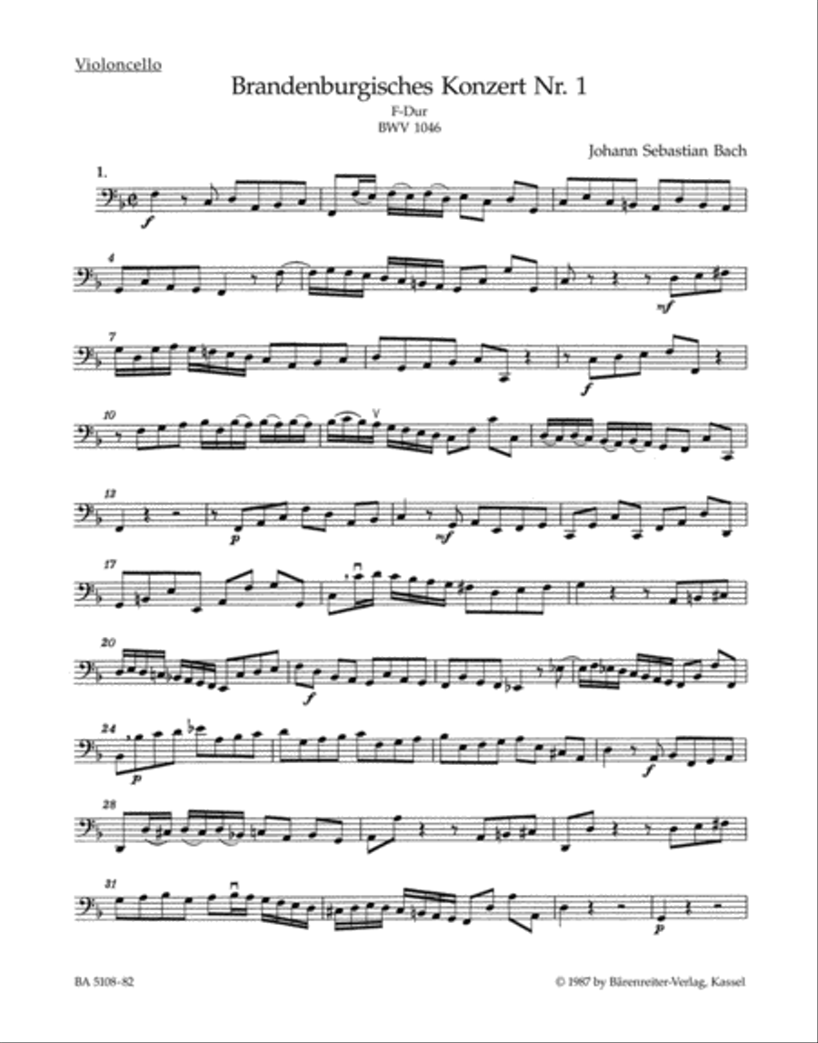 Brandenburg Concerto, No. 1 F major, BWV 1046 School and Community scores gallery preview page 1