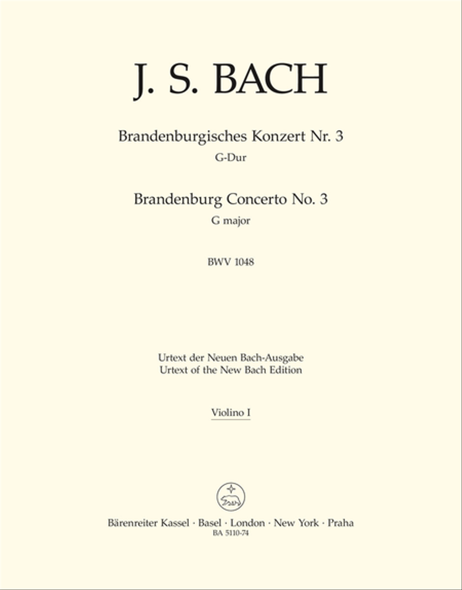 Brandenburg Concerto, No. 3 G major, BWV 1048 Violin scores gallery preview page 1