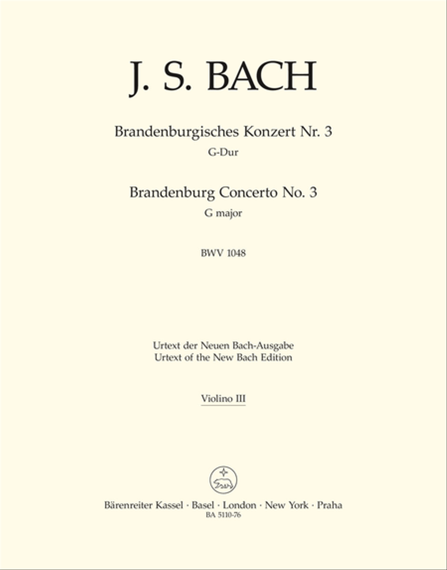 Brandenburg Concerto, No. 3 G major, BWV 1048 Violin scores gallery preview page 1