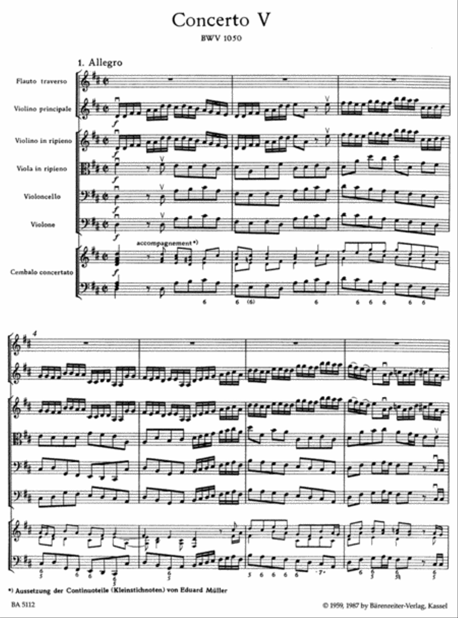 Brandenburg Concerto, No. 5 D major, BWV 1050 String Orchestra scores gallery preview page 2