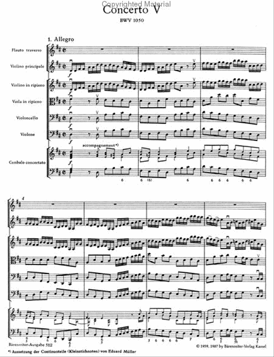 Brandenburg Concerto, No. 5 D major, BWV 1050 Harpsichord scores gallery preview page 2