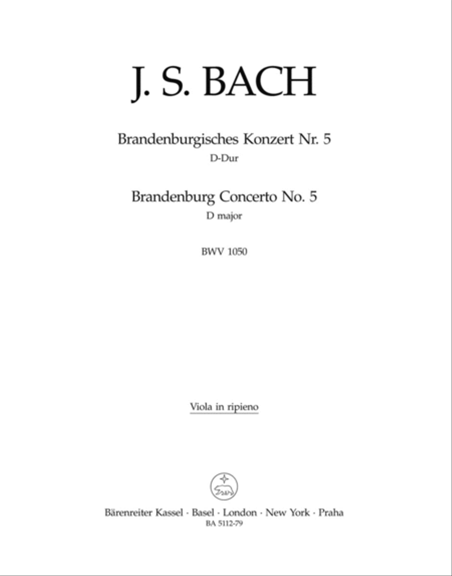 Brandenburg Concerto, No. 5 D major, BWV 1050 Viola scores gallery preview page 1