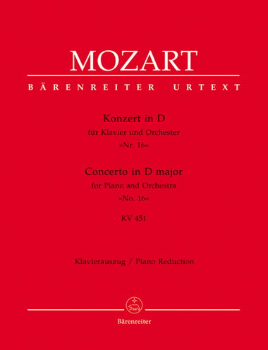 Concerto for Piano and Orchestra, No. 16 D major, KV 451