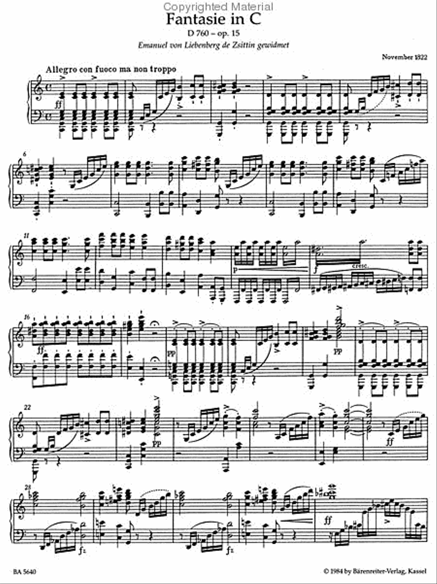 Fantasy In C Major, D 760 Piano Solo scores gallery preview page 2