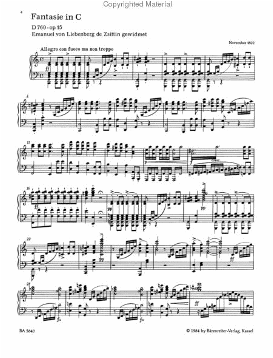 Fantasy In C Major, D 760 Piano Solo scores gallery preview page 3