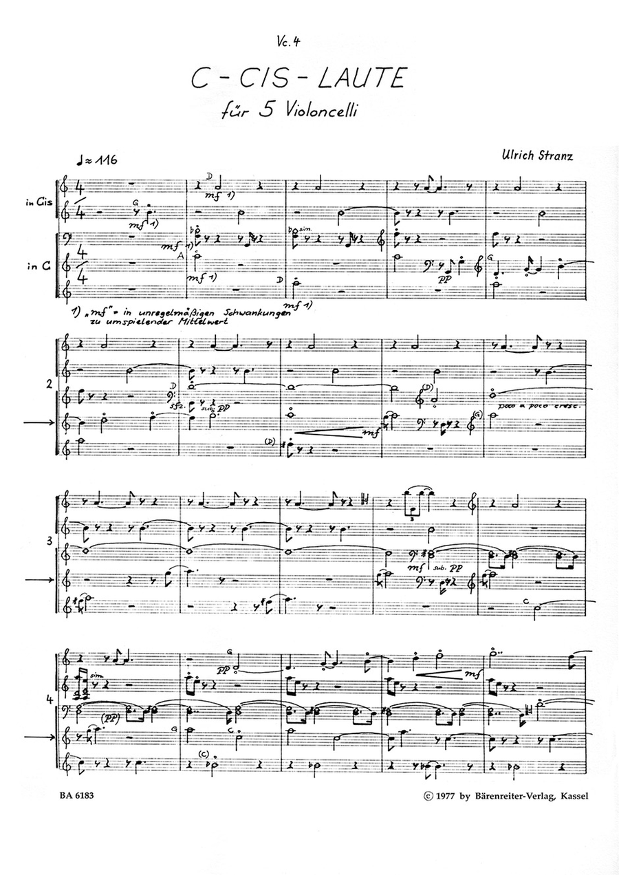 C-Cis-Laute for five Violoncellos (1976) Cello scores gallery preview page 2