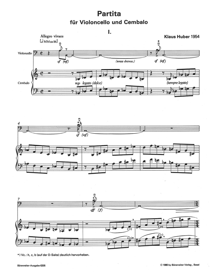 Partita for Violoncello and Harpsichord Harpsichord scores gallery preview page 2
